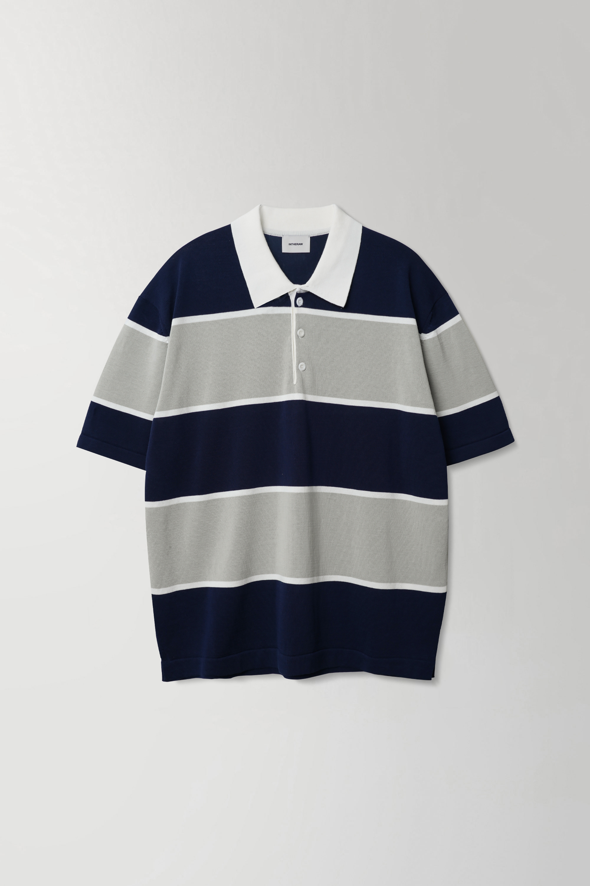 COTTON RUGBY KNIT POLO - NAVY